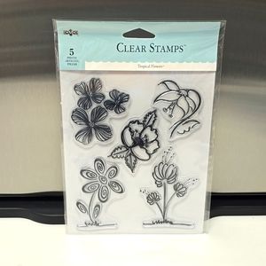 Brand New DMD Clear Stamps. 2 pieces. Floral and Tropical Flowers.